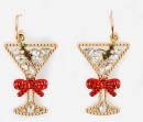 Christmas-Cocktail-Drop-Earrings-Gold-Tone-and-Red Sale