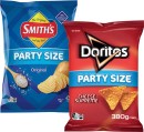 Doritos-Corn-Chips-Smiths-Crinkle-Cut-380g-or-Red-Rock-Deli-Chips-Party-Size-290g-Selected-Varieties Sale