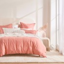 Washed-Linen-Look-Coral-Quilt-Cover-Set-by-Essentials Sale