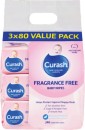 Curash-Baby-Fragrance-Free-3-x-80-Baby-Wipes Sale