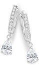 Sterling-Silver-Cubic-Zirconia-Huggies-With-Pear-Cubic-Zirconia-Drop-Earrings Sale