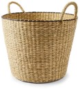 Round-Seagrass-Basket-with-Black-Detail-Natural Sale