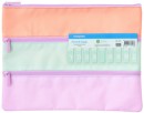 Studymate-Printed-Large-Triple-Zip-Name-Pencil-Case-OrangePinkGreen Sale