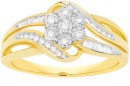 9ct-Gold-Diamond-Cluster-Swirl-Ring Sale