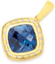 9ct-Gold-Created-Sapphire-Diamond-Cushion-Cut-Enhancer-Pendant Sale