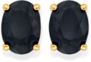 9ct-Gold-Black-Sapphire-Oval-Cut-Stud-Earrings Sale