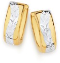 9ct-Gold-Two-Tone-10mm-Diamond-Cut-Huggie-Earrings Sale