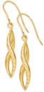 9ct-Gold-Diamond-Cut-Twist-Pointed-Hook-Drop-Earrings Sale