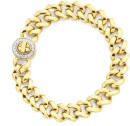 9ct-Gold-19cm-Solid-Curb-Diamond-Turnlock-Bracelet Sale