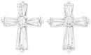 Sterling-Silver-Tapered-Baguette-Cubic-Zirconia-Cross-Stud-Earrings Sale