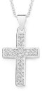 Sterling-Silver-Pave-Cubic-Zirconia-Polish-Border-Cross-Pendant Sale