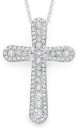 Sterling-Silver-Fancy-Tapered-Cubic-Zirconia-Cross-Pendant Sale