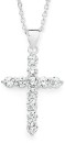 Sterling-Silver-15x25mm-Claw-Cubic-Zirconia-Cross-Pendant Sale