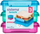 Sistema-Sandwich-Box-To-Go-450mL-3Pk-PinkBlueTeal Sale