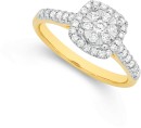 9ct-Gold-Diamond-Cushion-Shape-Ring Sale