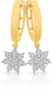 9ct-Gold-Diamond-Flower-Cluster-Drop-Hoop-Earrings Sale