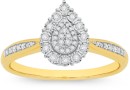 9ct-Gold-Diamond-Pear-Cluster-Ring Sale