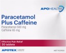 Apohealth-Paracetamol-500mg-Plus-Caffeine-65mg-20-Tablets Sale