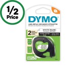 Dymo-Letra-Tag-Labeller-Paper-Tape-12mm-x-4m-White-Pk-2 Sale