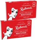 Redheads-Extra-Long-Matches-45-Pack-Safety-Matches-10x45-Pack-or-Handy-270-Pack Sale