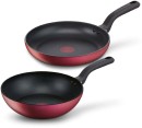 Tefal-Delight-Induction-Non-Stick-Twin-Pack-28cm-Frypan-and-28cm-Wok-in-Red Sale