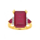 9ct-Gold-Created-Ruby-Diamond-Emerald-Cut-Dress-Ring Sale