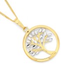 9ct-Gold-Two-Tone-Diamond-Cut-Tree-of-Life-Circle-Pendant Sale