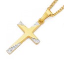 9ct-Gold-Two-Tone-18mm-Diamond-cut-Cross-Pendant Sale