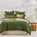 Washed-Linen-Look-Deep-Green-Quilt-Cover-Set-by-Essentials Sale