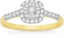 9ct-Gold-Diamond-Cushion-Shape-Cluster-Ring Sale