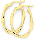 9ct-Gold-Oval-Ribbon-Twist-Hoop-Earrings Sale