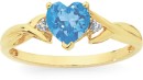 9ct-Gold-Blue-Topaz-Diamond-Heart-Ring Sale