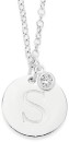 Sterling-Silver-Initial-S-Disc-With-Cubic-Zirconia-Charm-Necklace Sale