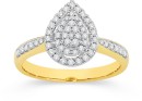 9ct-Gold-Diamond-Pear-Cluster-Ring Sale