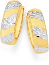 9ct-Gold-Two-Tone-5x12mm-Diamond-Cut-Striped-Huggie-Earrings Sale