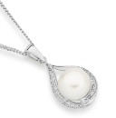 Sterling-Silver-Cultured-Freshwater-Pearl-Cubic-Zirconia-Pear-Twist-Drop-Pendant Sale