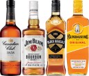Canadian-Club-Whisky-Jim-Beam-White-Label-Bourbon-Black-Douglas-Scotch-or-Bundaberg-UP-Rum-700mL Sale