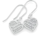 Sterling-Silver-Pave-Cubic-Zirconia-Double-Wave-Heart-Hook-Drops Sale