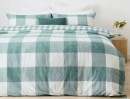 Check-Flannelette-Cotton-Reversible-Quilt-Cover-Set-King-Bed-Green Sale