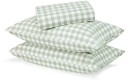 Gingham-Flannelette-Cotton-Sheet-Set-Queen-Bed-Green Sale
