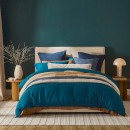 Washed-Linen-Look-Petrol-Blue-Quilt-Cover-Set-by-Essentials Sale