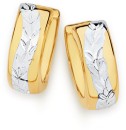 9ct-Gold-Two-Tone-10mm-Diamond-Cut-Huggie-Earrings Sale