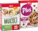 Uncle-Tobys-Plus-Cereal-620705g-or-Natural-Style-Swiss-Blend-Muesli-1kg-Selected-Varieties Sale