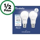 Mirabella-LED-GLS-Bayonet-or-Edison-Screw-14W-1400lm-Light-Globe-Pk-2 Sale
