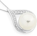 Sterling-Silver-Pearl-Cubic-Zirconia-Pear-Pendant Sale