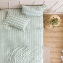 Sage-Stripe-Cotton-Printed-Flannelette-Sheet-Set-by-Habitat Sale