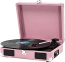 NEW-Techxtras-Suitcase-Turntable-with-Wireless-Speaker-Pink Sale