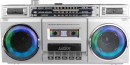 NEW-Laser-80s-Party-Bluetooth-BoomBox-Silver Sale