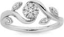 9ct-White-Gold-Diamond-Flower-Leaf-Ring Sale