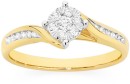 9ct-Gold-Diamond-Cluster-Swirl-Ring Sale